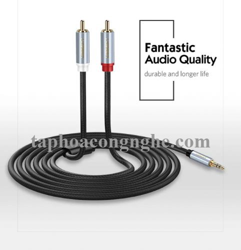 Ugreen 40844 3M màu Đen Cáp âm thanh 2 đầu Bông sen sang 3.5mm Dương đầu bọc nhôm mạ vàng AV135 30040844